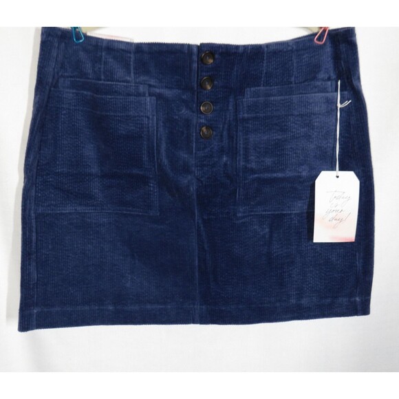 A Beautiful Soul Arula Blue Stretch Corduroy Button Front Mini Skirt Plus Sz 18 - Picture 3 of 7